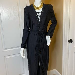 Black Dress with Criss Cross Ties Lycra Large